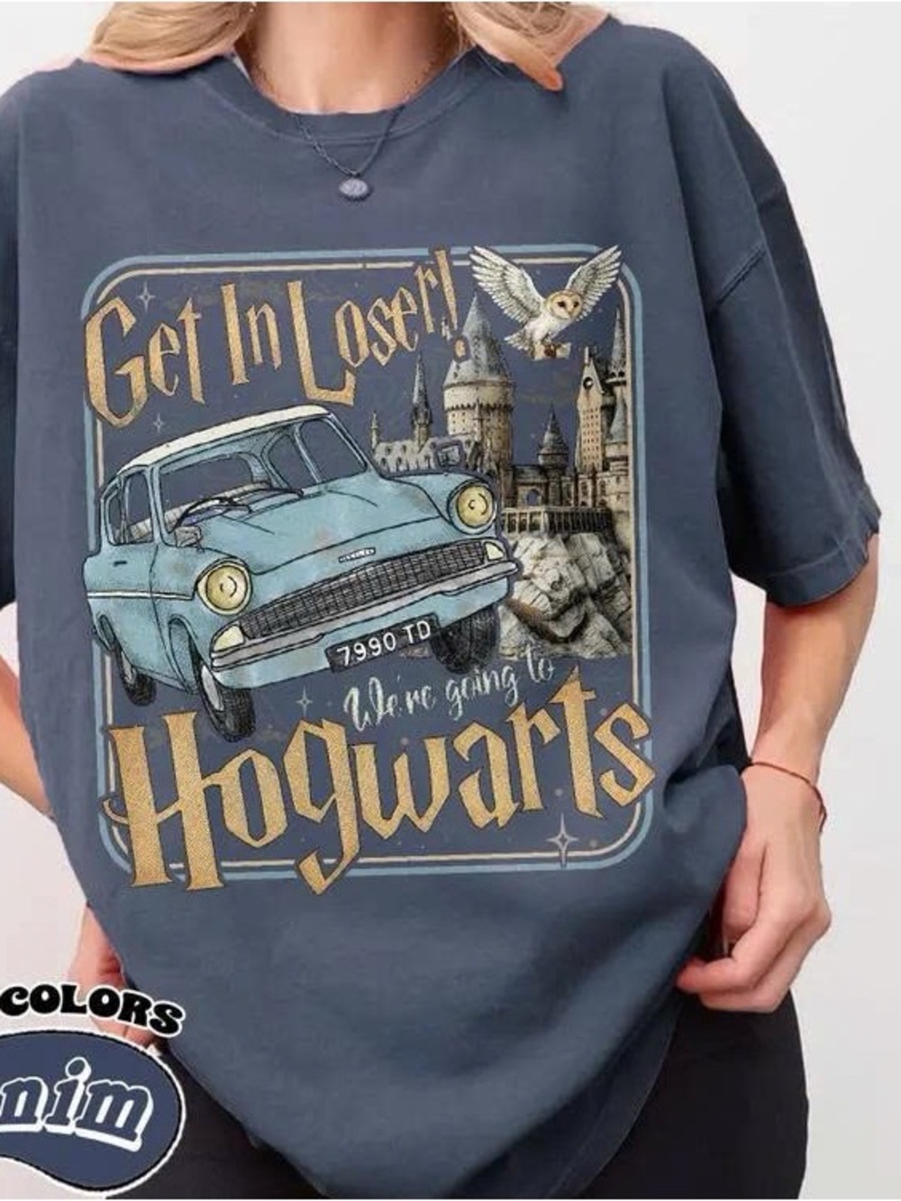 Get In Loser We're Going to Hogwarts Graphic Kids Tee - Denim Blue